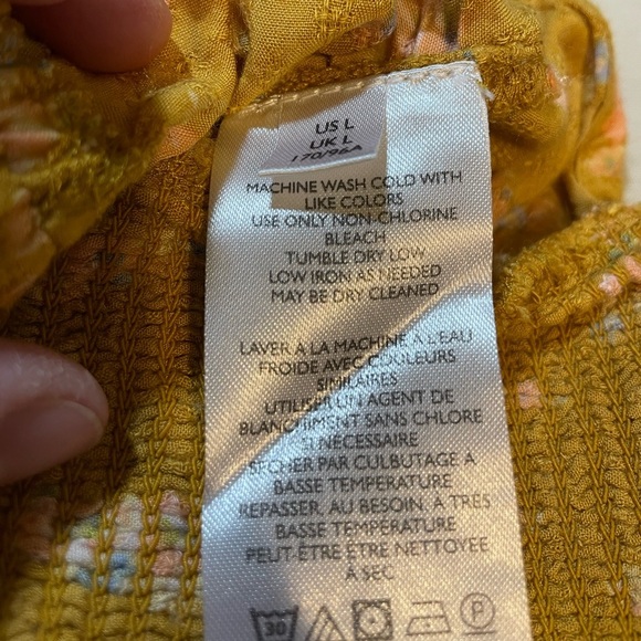Urban Outfitters mustard yellow feminine floral crop blouse sz L - Picture 4 of 8